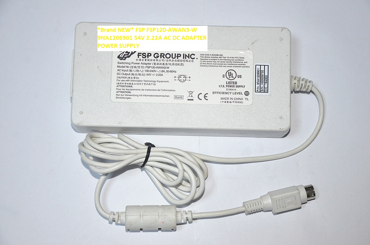 *Brand NEW* FSP FSP120-AWAN3-W 9NA1206901 54V 2.22A AC DC ADAPTER POWER SUPPLY